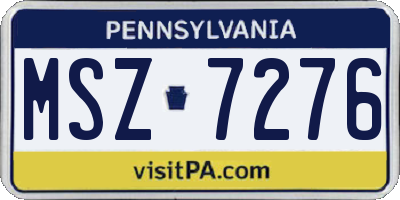 PA license plate MSZ7276