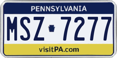 PA license plate MSZ7277
