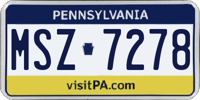 PA license plate MSZ7278