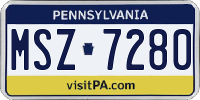 PA license plate MSZ7280