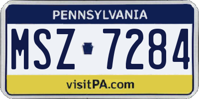 PA license plate MSZ7284