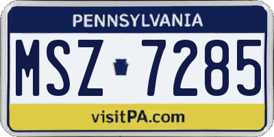 PA license plate MSZ7285