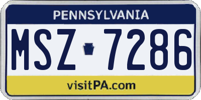 PA license plate MSZ7286