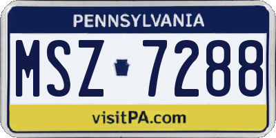 PA license plate MSZ7288