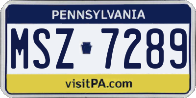 PA license plate MSZ7289