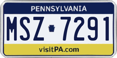 PA license plate MSZ7291