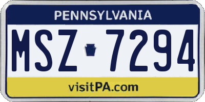 PA license plate MSZ7294