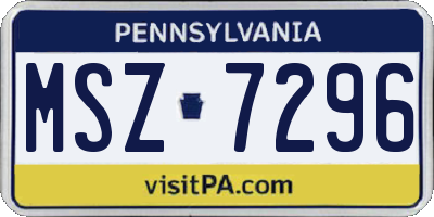 PA license plate MSZ7296