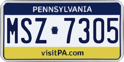 PA license plate MSZ7305