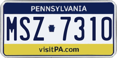 PA license plate MSZ7310