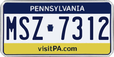 PA license plate MSZ7312