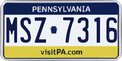 PA license plate MSZ7316
