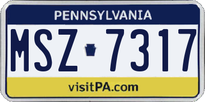 PA license plate MSZ7317