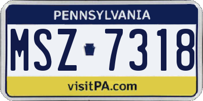 PA license plate MSZ7318