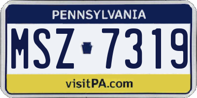 PA license plate MSZ7319