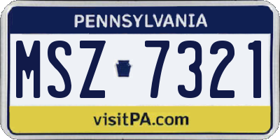 PA license plate MSZ7321