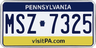 PA license plate MSZ7325