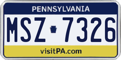 PA license plate MSZ7326