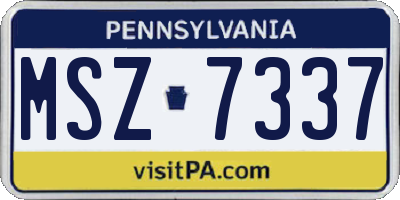 PA license plate MSZ7337
