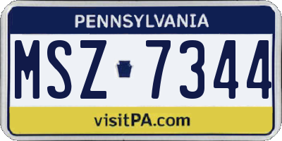 PA license plate MSZ7344