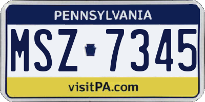 PA license plate MSZ7345