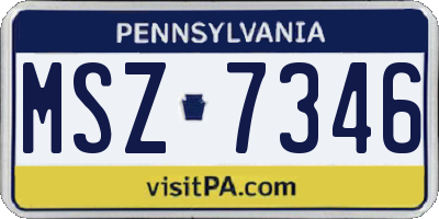 PA license plate MSZ7346