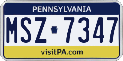PA license plate MSZ7347
