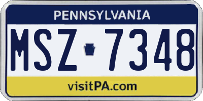PA license plate MSZ7348