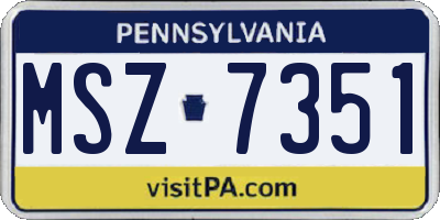 PA license plate MSZ7351