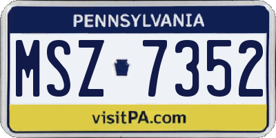 PA license plate MSZ7352