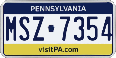 PA license plate MSZ7354