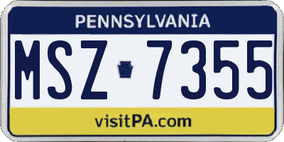 PA license plate MSZ7355