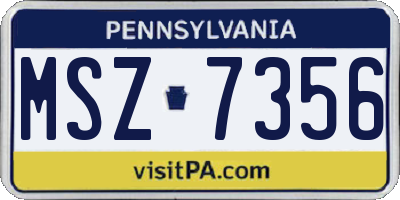 PA license plate MSZ7356