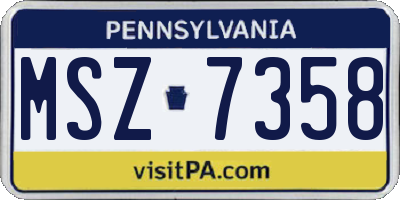 PA license plate MSZ7358