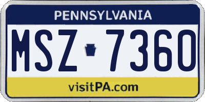 PA license plate MSZ7360