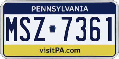 PA license plate MSZ7361
