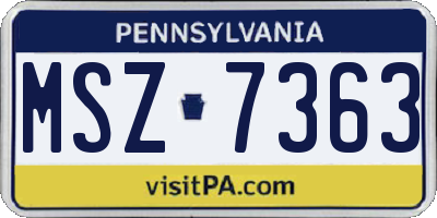 PA license plate MSZ7363