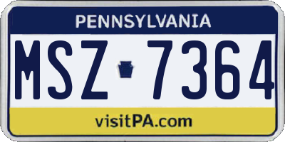 PA license plate MSZ7364
