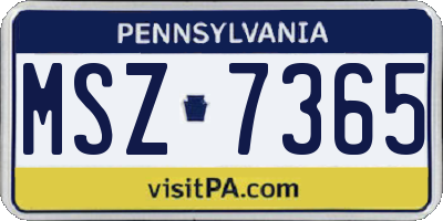 PA license plate MSZ7365
