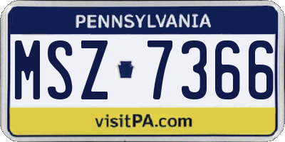 PA license plate MSZ7366