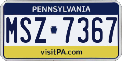 PA license plate MSZ7367