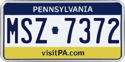 PA license plate MSZ7372