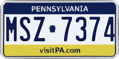 PA license plate MSZ7374