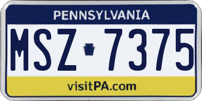 PA license plate MSZ7375