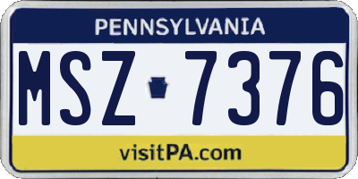 PA license plate MSZ7376