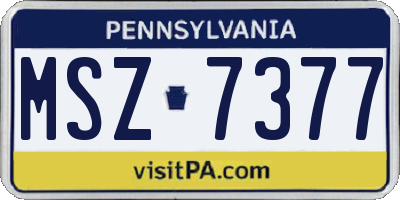 PA license plate MSZ7377
