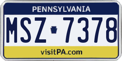 PA license plate MSZ7378