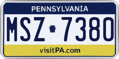 PA license plate MSZ7380