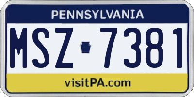 PA license plate MSZ7381