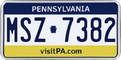 PA license plate MSZ7382